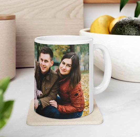 Personalized ceramic photo mug with custom couple photo printing