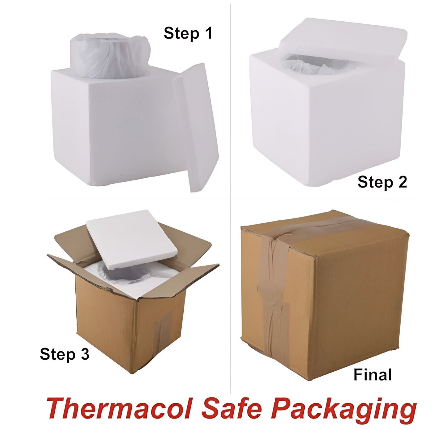 Step-by-step thermocol packaging for safe delivery of personalized ceramic mugs