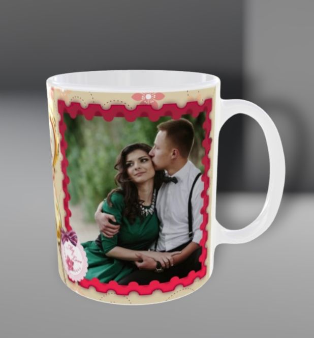 Personalized romantic photo mug with custom couple photo printing