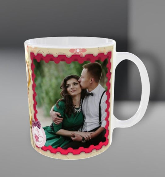 Personalized romantic photo mug with custom couple photo printing